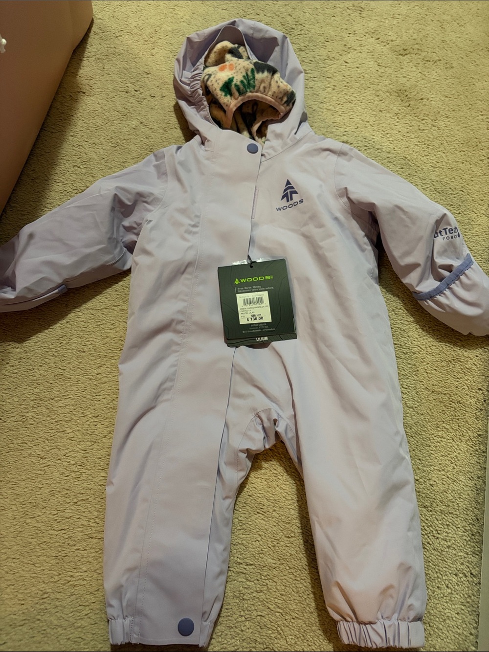 Woods One-Piece Waterproof Snowsuit Lavender